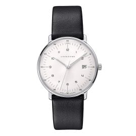 Junghans 47/4450.02 max bill Damenuhr mit Lederband Schwarz