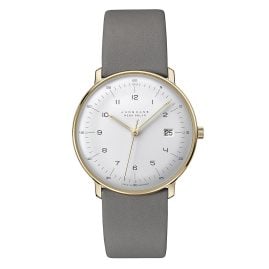 Junghans 59/7324.02 max bill Unisex Funkuhr Mega Solar Grau/Goldfarben
