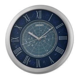 Seiko QHA013S Wanduhr Sternzeichen Dunkelblau