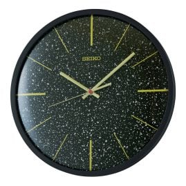 Seiko QXA828K Quarz Wanduhr mit Leisegang Schwarz/Goldfarben