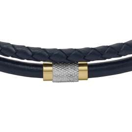 Fossil JF04703998 Herren-Armband Leder Dunkelblau