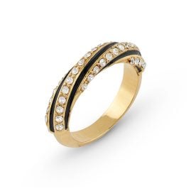 Guess JUBR05384JWYGBK Damenring Enamel Twisted Schwarz/Gold
