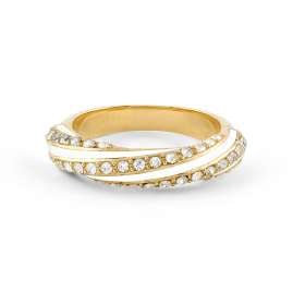 Guess JUBR05384JWYGWH Damenring Enamel Twisted Weiß/Gold