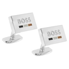 BOSS 50501902-260 Manschettenknöpfe Silberfarben B-Iconicdet