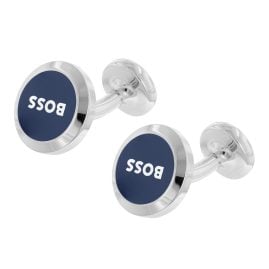 BOSS 50510408-410 Manschettenknöpfe Blau/Silber B-Logoinsert-Cuf