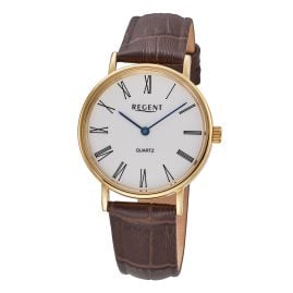 Regent F-1577 Quarzuhr für Damen Braun/Goldfarben