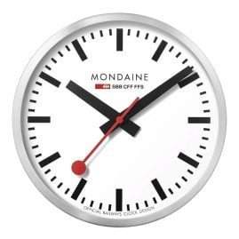 Mondaine A995.CLOCK.16SBB Wanduhr Groß Silberfarben/Weiß 40 cm