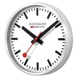 Mondaine A995.CLOCK.16SBB Wanduhr Groß Silberfarben/Weiß 40 cm