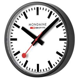 Mondaine A990.CLOCK.12SBB Wanduhr Quarz 25 cm Schwarz/Weiß