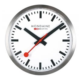Mondaine A990.CLOCK.16SBB Wanduhr Quarz 25 cm Küchenuhr Silberfarben