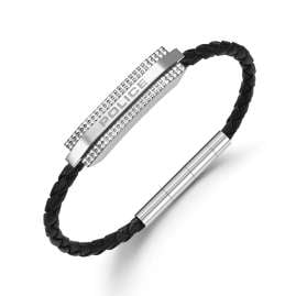 Police PEAGB0038103 Herren-Armband Gripcord Schwarz/Stahl