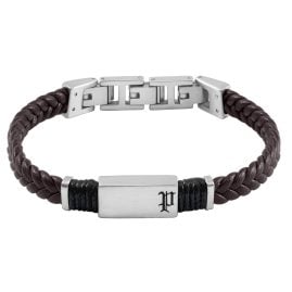 Police PEAGB0079502 Herren-Armband Ridgecord Leder Dunkelbraun