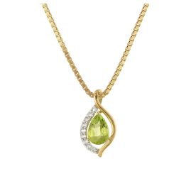 trendor 21191 Gold-Anhänger 333/8K mit Peridot an vergoldeter Silberkette