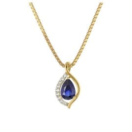 trendor 21192 Gold Anhänger 333 mit synthetischem Saphir + vergoldete Kette