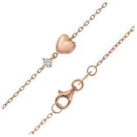 trendor 21232 Damen-Halskette 925 Silber Rosé Vergoldet Herzchen-Kette