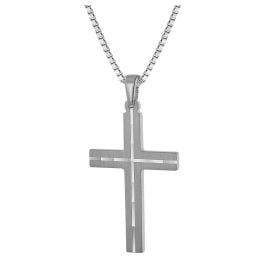 trendor 63836 Herren-Halskette mit Kreuz-Anhänger 925 Silber