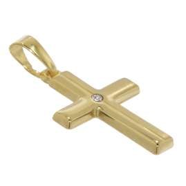 trendor 08516 Kinder Kreuz Gold 333 mit Zirkonia und goldplattierte Kette