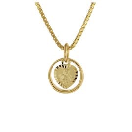 trendor 75260 Taufring mit Engel-Herz Gold 585 / 14K mit plattierter Halskette