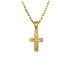 trendor 75273 Kreuz-Anhänger für Kinder Gold 585 (14 Kt.) + Plattierte Kette