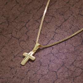 trendor 75273 Kreuz-Anhänger für Kinder Gold 585 (14 Kt.) + Plattierte Kette