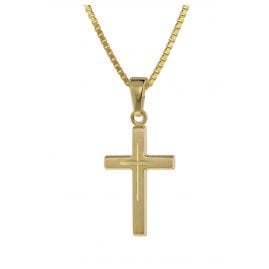 trendor 75274 Kreuz-Anhänger Gold 333 8 Kt. + Goldplattierte Silber-Halskette