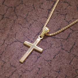 trendor 75274 Kreuz-Anhänger Gold 333 8 Kt. + Goldplattierte Silber-Halskette