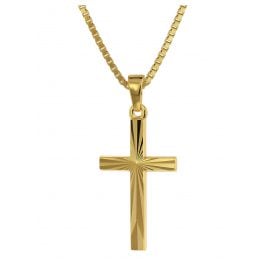 trendor 75438 Kreuz-Anhänger Gold 750 / 18K mit goldplattierter Kette