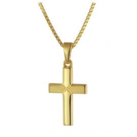 trendor 75680 Kreuz-Anhänger für Kinder Gold 333 mit goldplattierter Halskette
