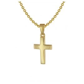 trendor 75692 Kreuz Anhänger für Kinder Gold 333 + Halskette Silber vergoldet