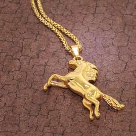 trendor 75886 Herren-Halskette Pferd Gold auf Edelstahl