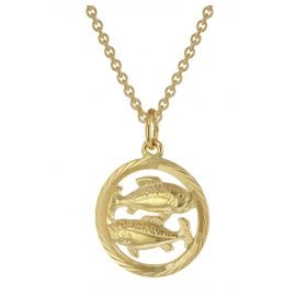 trendor 75940-03 Sternzeichen Fische Gold 333 Anhänger Ø 16 mm + Halskette
