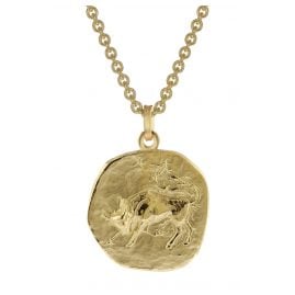 trendor 39070-05 Stier Sternzeichen Ø 20 mm Herren-Halskette Gold auf Silber