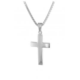 trendor 39910 Kreuz 21 mm Weißgold 333 (8 Kt) mit Silber-Halskette