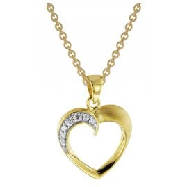 trendor 51838 Herz mit Zirkonia Gold 585 Anhänger mit goldplattierter Kette
