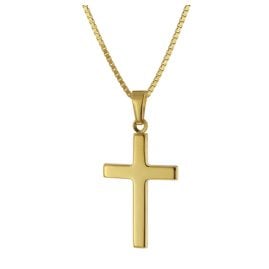 trendor 41420 Kreuz Gold 750 / 18 Karat mit goldplattierter Silberkette