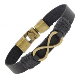 trendor 75799 Leder-Armband Unendlichkeit Schwarz