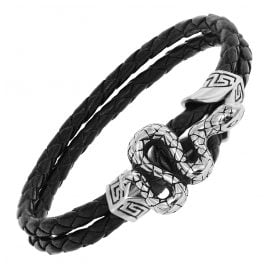 trendor 75800 Leder-Armband für Männer Schwarz Schlange