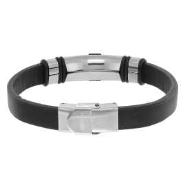 trendor 75801 Herren Leder-Armband Schwarz mit Kreuz
