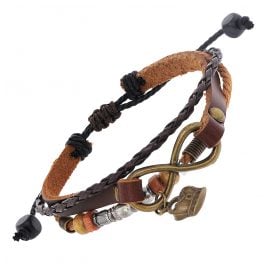 trendor 75804 Armband mit Unendlichkeits-Symbol Leder/PU Braun-Schwarz