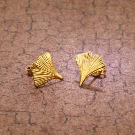 trendor 75079 Damen Ohrringe 333 Gold Ohrstecker Ginkgo-Blatt