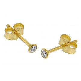 trendor 75096 Ohrstecker für Damen und Herren 585 Gold (14 Kt) Zirkonia 2,5 mm