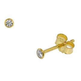 trendor 75096 Ohrstecker für Damen und Herren 585 Gold (14 Kt) Zirkonia 2,5 mm
