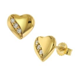 trendor 41499 Damen-Ohrringe Gold 333/8K Herz Ohrstecker mit Zirkonia