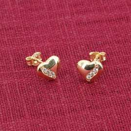 trendor 41499 Damen-Ohrringe Gold 333/8K Herz Ohrstecker mit Zirkonia