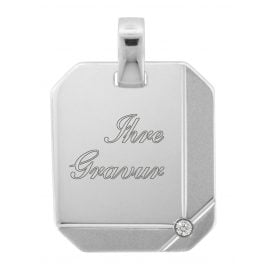 trendor 70272 Männer Anhänger mit Gravur 925 Silber mit Zirkonia 22x18 mm