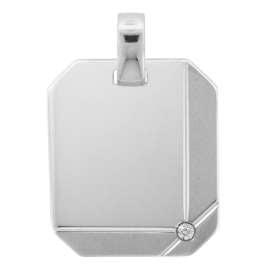 trendor 70272 Männer Anhänger mit Gravur 925 Silber mit Zirkonia 22x18 mm