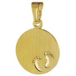 trendor 08307 Gravur-Anhänger Gold 333 / 8K Gravurplatte mit Babyfüßen