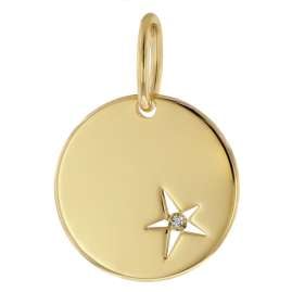 trendor 41180 Gravur Anhänger mit Diamant Gold auf Silber 925 Ø 15 mm