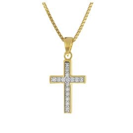 trendor 15907 Kreuz-Anhänger für Mädchen Gold 585 + vergoldete Silberkette