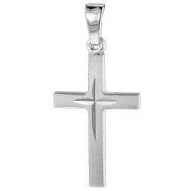 trendor 75419 Kreuz-Anhänger 18 mm Weißgold 585 mit Silberkette für Kinder